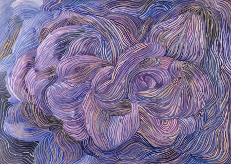 Kytka se zvířecím okem, 2026, akryl na papíru, 40 x 30 cm